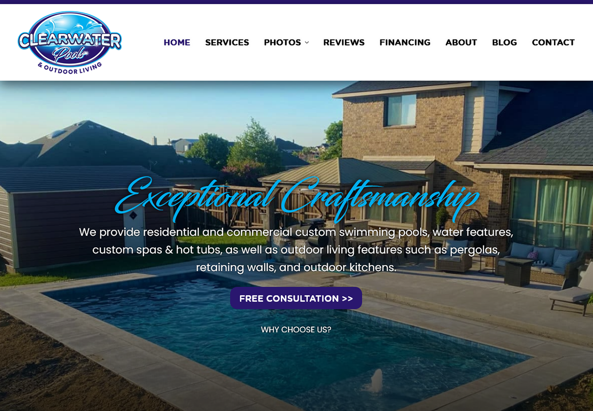 Clearwater Pools & Outdoor Living Launches Website